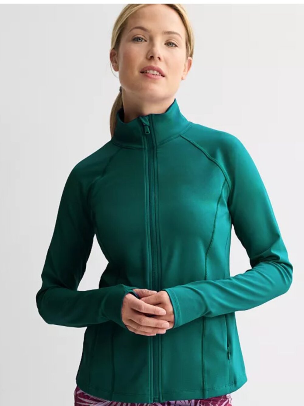 NWOT Deep TEAL  Tek Gear Ultrastretch Performance Jacket-pockets/finger Hole L